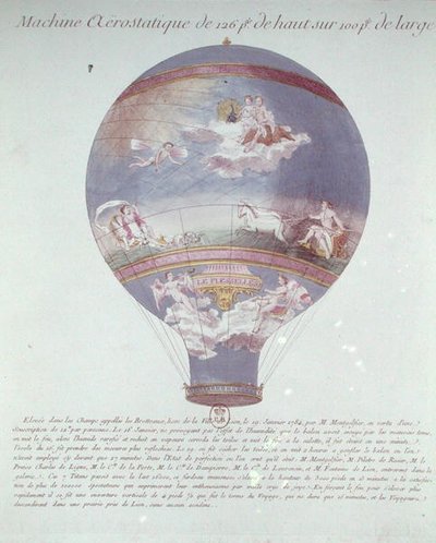 The Montgolfier Brothers Balloon Experiment at Lyon, 19th January 1784, c.1784 by French School